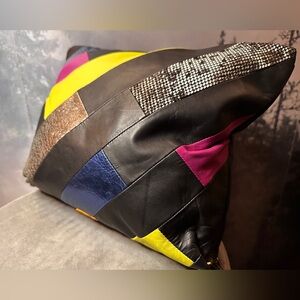 Vintage BCBGMaxAzria Leather 80’s Patchwork Envelope Clutch Purse Y2K Handbag